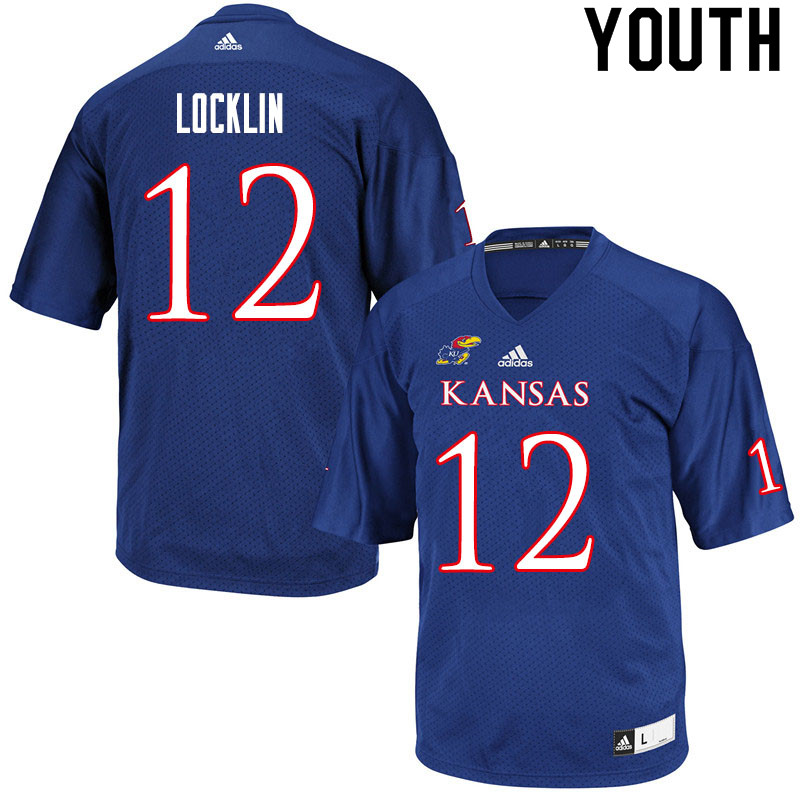 Youth #12 Torry Locklin Kansas Jayhawks College Football Jerseys Sale-Royal - Click Image to Close